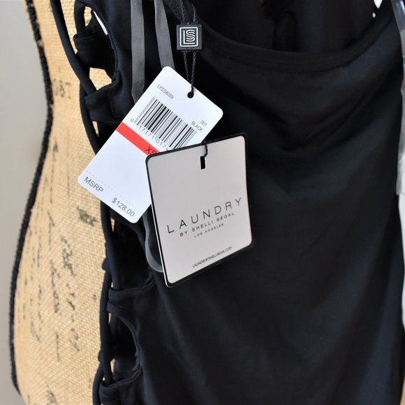 NEW! LAUNDRY Shelly Segal lace up plunge swimsuit - Picture 8 of 12